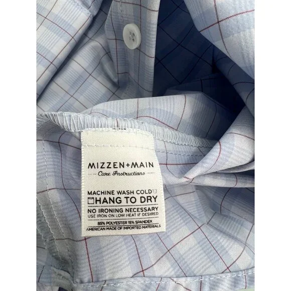 Mizzen + Main Performance Shirt Mens Large Tall Trim Fit LT Non Iron Stretch - Picture 7 of 8